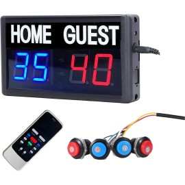 BTBSIGN Score Keeper Portable Led Digital Electronic Scoreboard 1.8inch, Red/blue
