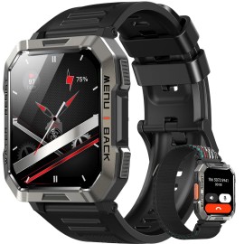 Reloj Inteligente Militar Hombre (Responder/Hacer Llamada), Reloj Inteligente Exterior con Linterna