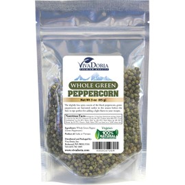 Viva Doria Green Peppercorns, Whole Green Pepper, Steam Sterilized, 3 oz (85 g) For Grinder Refill