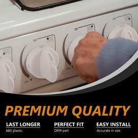 GYOFFULL 316442512 Stove Knob White Gas Oven Range Control Assembly Compatible with Frigidaire, Kenmore, Sears Burner (4PACK)