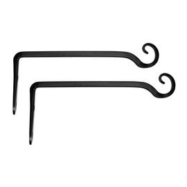 Mkono Wall Hook Hanging Plant Bracket Decorative Straight Plant Hanger for Bird Feeders, Planters, Lanterns, Wind Chimes Indoor Outdoor 10 inch, 2 Pack, Black