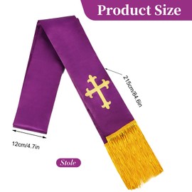 Brilucky Clergy Stole for Men Church Supplies,Choir Stole with Cross for Wedding Officiant Priest Robe Accessories,Baptism Catholic Church Priest Mass Stoles Accessories,Purple Cloth for Easter Cross