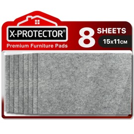 Felt Furniture Pads X-PROTECTOR 8 PCS - Premium 15 x 11 cm Heavy Duty Grey Felt Sheets! Cut Large Furniture Pads to The Size You Need - The Best Floor Protectors for Any Hard Floor!