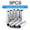 9-Piece 10mm Deep Sockets, 1/4-Inch Drive, 6-Point, Corrosion Resistance, Compatible