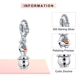 MGIUL Snowman Dangle Charm Beads for Women Bracelets Necklaces 925 Sterling Silver Pendants Jewelry Gift