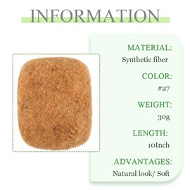 Afro Kinky Bulk Hair For Dreadlock Extensions Repair Locs,Twist Braiding, 100% Handmade Braiding Hair 30Grams each bundles Total (10Inch 4Bundles/Pack #27)