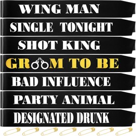 Daifunli 7 Pack Bachelor Party Sash Team Groom Groomsmen Groom to Be Sash for Men Bachelor Party Favors Accessories Supplies Decorations Gifts(Funny Style)