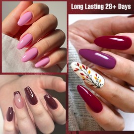 Four Lily Burgundy Red Gel Nail Polish Dark Red Pink Purple Gel Polish Soak Off UV Light Cure for Nail Art Salon DIY at Home Starter Manicure Salon 8 * 7ml