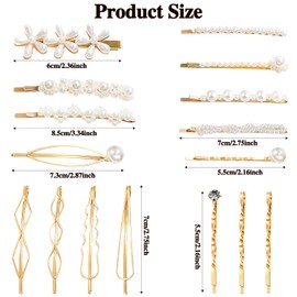 MOTIBACK 16pcs Perlen Metall Haarspangen, Stabile und Schöner Haarstreifen, Ideal für Alltag, Feiern und Hochzeiten Für Frauen und Mädchen