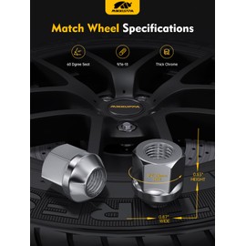 MIKKUPPA 9/16-18 Open End Lug Nuts, Replacement for 2002-2011 Dodge Ram 1500 2500 3500, 2005-2011 Dakota, 2004-2009 Durango 5&6&8 Aftermarket Wheel Lug Nut Set (Pack of 32)