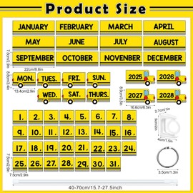 School Bus Flip Calendar for Classroom, Bus Flip Calendar with Adjustable Holder, Classroom Calendar Set with 60 Cards for Preschool Elementary Home Classroom Must Haves Supplies