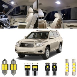Xpismii 14 Piece 6000K White Highlander LED Interior Lights Kit Package Replacement for Toyota Highlander 2008 2009 2010 2011 2012 2013, with Placement Diagram and Install Tool