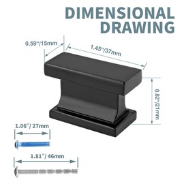 Cionyce 5 Pack Matte Black Rectangle Cabinet Knobs, Classic Dresser Knobs for Drawer Cupboard