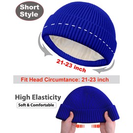 PHILIGHTS Swag Short Fisherman Beanie for Men Women, Wool Knit Cuffed Fleece Lined Trawler Beanies Winter Warm Hat Skull Cap