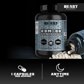 Beast Pharm | Ashwagandha High Strength 6000mg (3 Months Supply) KSM-66 90 Capsules | Stress Relief Support