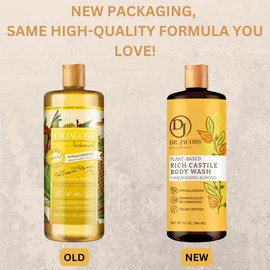 DR.JACOBS NATURALS All-Natural Castile Almond Body Wash with Plant-Based Ingredients - Gentle and Effective - Sulfate-Free, Paraben-Free, and Cruelty-Free Formula for Nourished Skin (32 oz, 2 Pack)