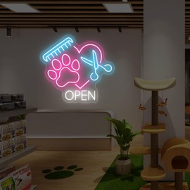Pet Open Paw Neon Sign, Pet Spa Neon Light, Pet Shop Open Led Lights, Pet Salon Led Sign, Pet Grooming Sign, Pet Spa Decor, Pet Shop Welcome Sign, Pet Stores and Animal Clinics Neon Wall Signs