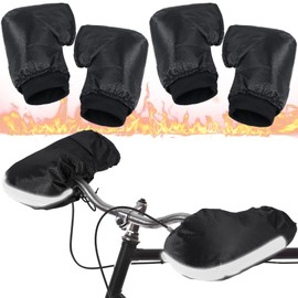 Geyoga 2 Pairs Bike Handlebar Mitts Winter Motorcycle Handlebar Gloves for Cold Weather Thermal Bicycle Mittens Pogies Windproof Handlebar Cover