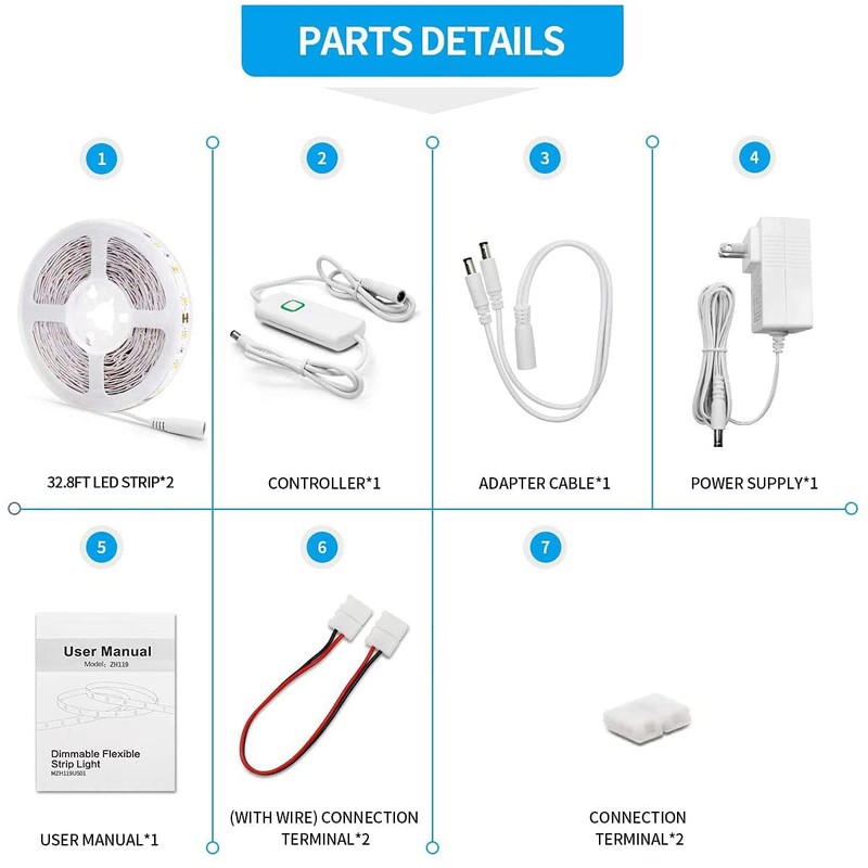 Led Strip Lights 65.6ft White Dimmable Led Light Strip Flexible