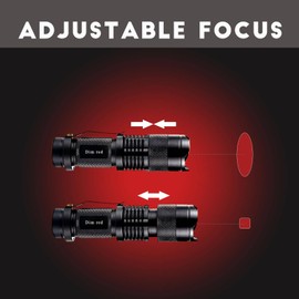 METII R1 Low-Lumen Mini Red Flashlight - Zoomable, Dim Red Light, Perfect for Close-Range Reading and Viewing Star Charts While Stargazing in Astronomy, Night Vision - Batteries Not Included