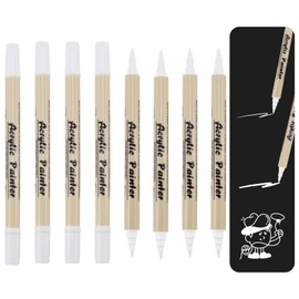 8 x White Textile Pens, Machine Washable, Textile Pens, White, Laundry Pen, Boil-proof, Dual Tip Fabric Markers, Permanent for Creative Decorations on Fabric, Non-Toxic Fabric Colouring Pens for DIY,