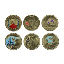 2020-2024 Canadian $1 Coloured Loonie Collection of 6 Coins (Uncirculated)