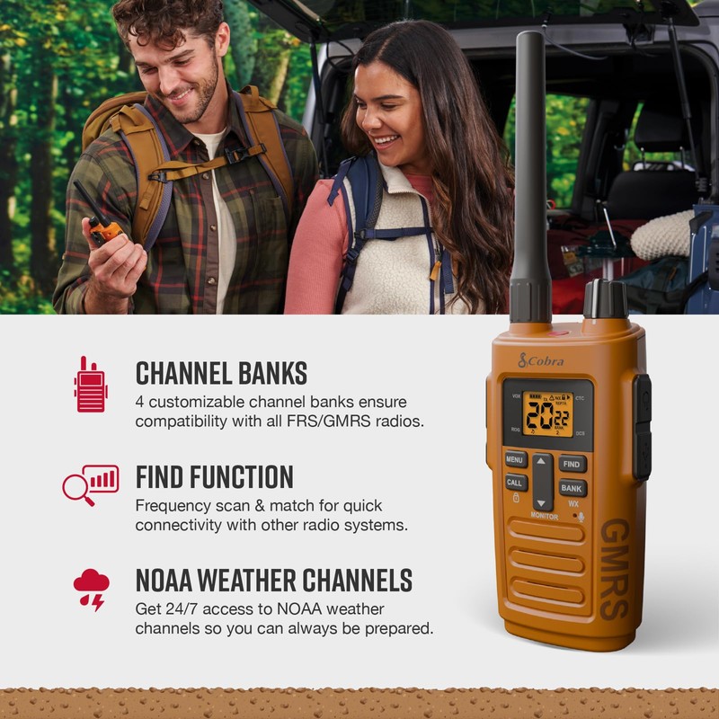 Cobra Trailblazer 250 GMRS Handheld Radios, 2-Pack – IPX2 Splash