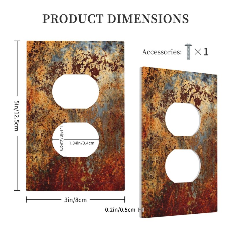Burnt Red/Orange/Brown Copper Rust Metal Rusty 1 Gang Receptacle Duplex