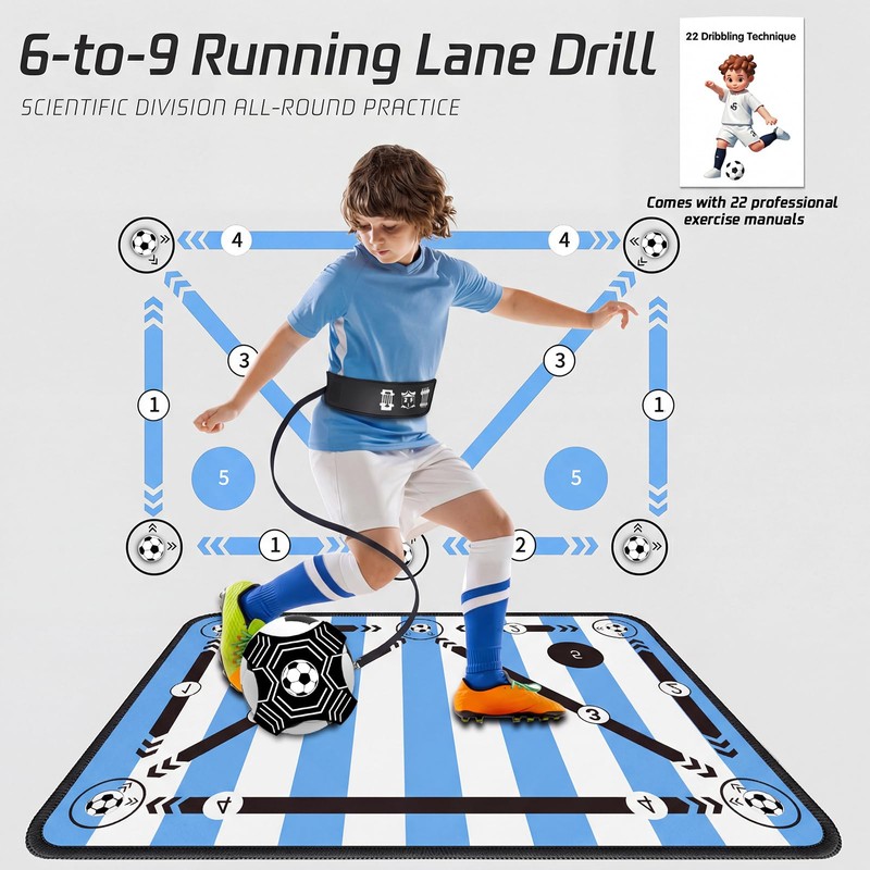 2F22E Soccer Training Mat, Soccer Training Equipment with Video Guide,