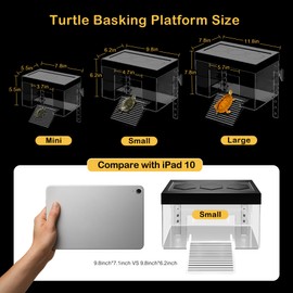 Clioran Turtle Basking Platform,7.8*5.5*5.5inch Small Land Elevated Topper Decor,Red Eared Slider Hanging Habitat Enclosure Cage,Cuckold Tank with Lid,Tortoise House for Semi Aquatic Baby Terrapin