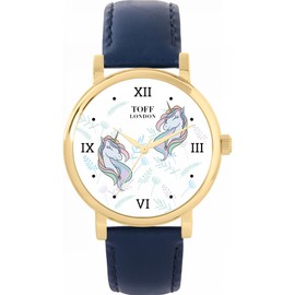 Toff London Unicorn Roman Numeral Watches Women's 38 mm Case 3ATM Waterproof Custom Designed Quartz Movement Luxury Fashion, White, TLWS-36924