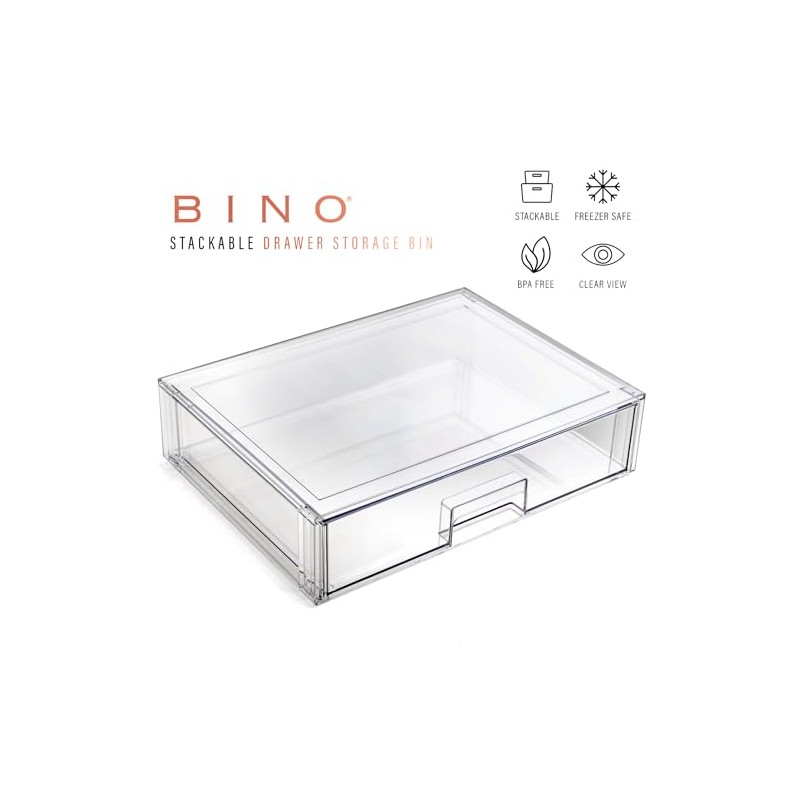 BINO | Stackable Storage Drawers, Shallow X-Large - Clear |