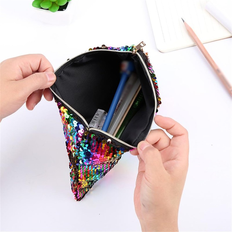 NIXNUT Sequin Pencil Case Large Capacity Glitter Office Organizer Storage