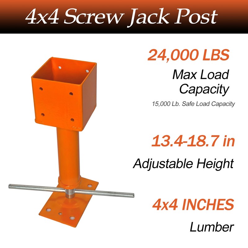 4x4 Screw Jack, 2 Pack Adjustable House Floor Jacks for