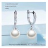 Salanda Women's Pearl Drop Earrings, White Gold Plated, Dangle, 10mm
