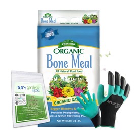 Espoma BM24 Bone Meal 24 lb. Bag with My Garden Pool PH Soil Test Strips 20 ct, and Superior Gardening Claw Gloves and Garden-IQ, Smart Gardening AI Assistant!