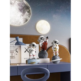 Paimuni Figurine Home Decor Resin Astronaut Statue Collectible Spaceman Sculpture Decorative Music Ornament for Desktop Bookshelf Office Living Room