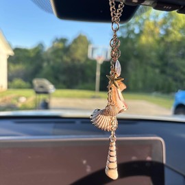 Sea Shells Car Decor Boho Beach Themed Car Accessories Starfish Conch Cute Car Interior Hanging Ornament Accessories for Window Home Door Balcony