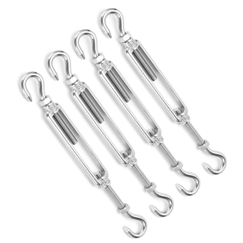 4Pcs Hook to Hook Turnbuckle Stainless Steel Hardware Kit for