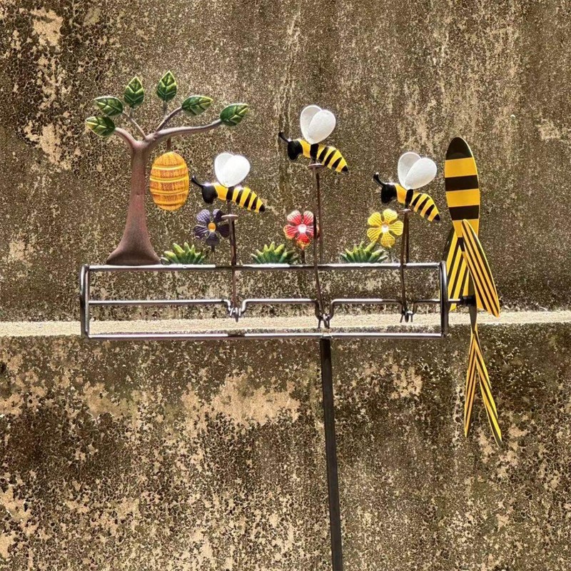 Three Little Bees Windmill Lovely Decorative Metal Bees Windmill for