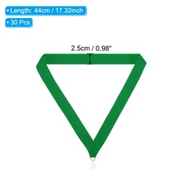 PATIKIL Award Neck Ribbons with Snap Clips, 30 Pcs Polyester Striped Medal Lanyards Ribbon for Competitions Sports Meetings Sports Party, Green