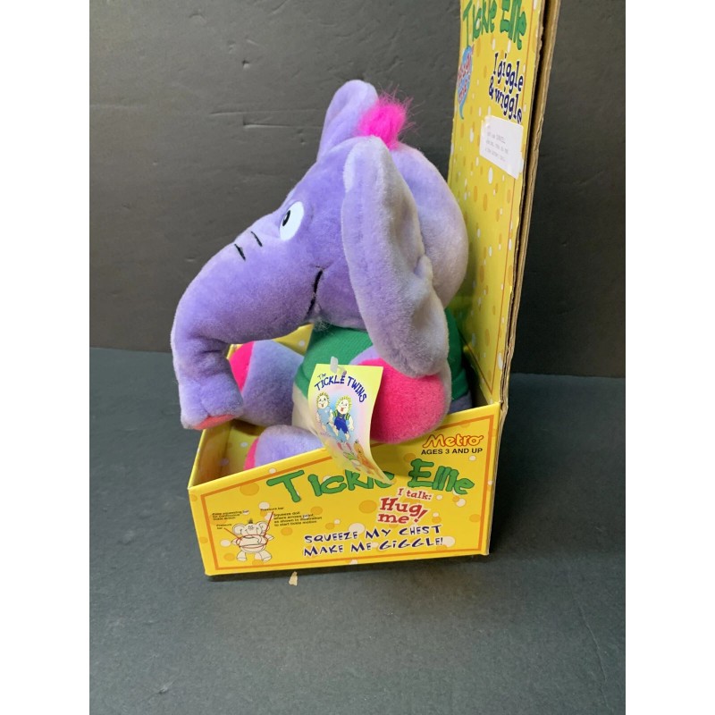 Metro 1997 Tickle Twins - Ellie Elephant Purple Plush New