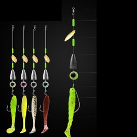 FOLANDO 5pcs 10g Fishing Soft Lures kit, Fishing Weights Jig Heads Hooks Fishing Lures Fishing Baits Plastic Baits Kit