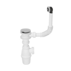 Wirquin 30723101 Sink Drain Fitting with Stainless Steel Valve and Overflow White