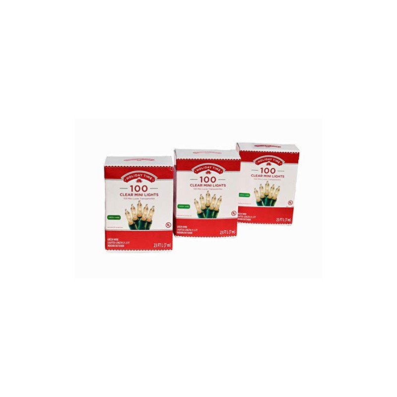 Holiday Time 100 Clear Mini Lights Green Wire 21.5 FT.