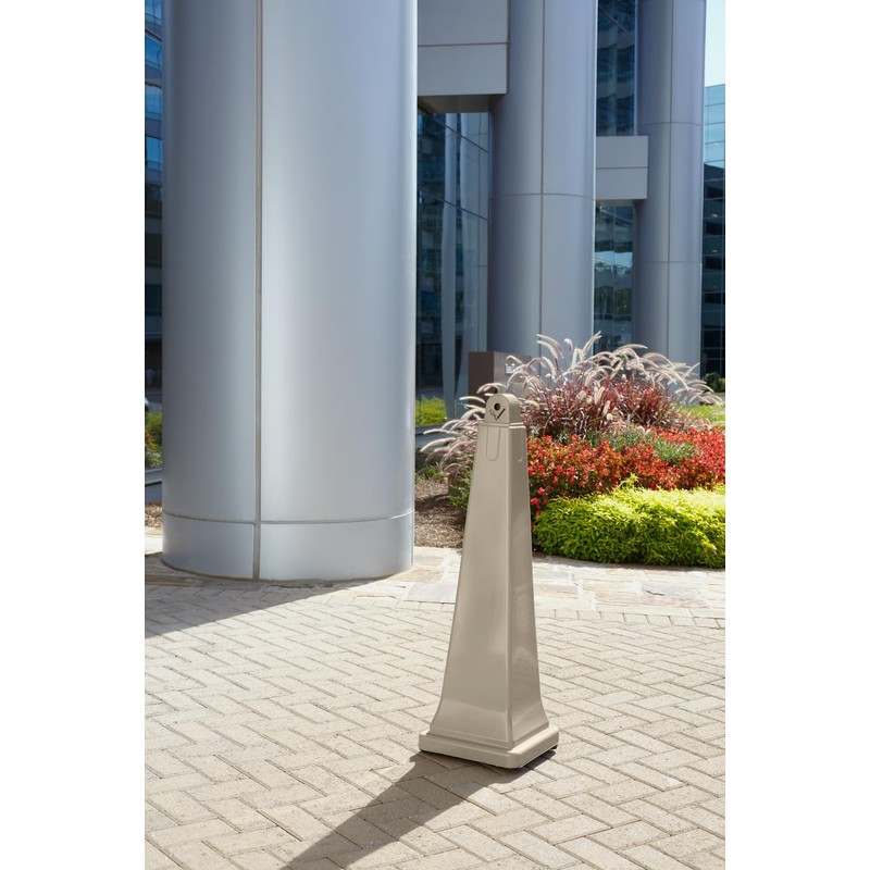 Rubbermaid Commercial Grounds-Keeper Cigarette Waste Collector, Pyramid, Plastic/Steel, Beige (257088BG)