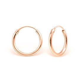 DTPSilver - 925 Sterling Silver Rose Gold Plated Medium/Large size Hoops/Sleepers/Creole Earrings - Thickness 3 mm - Diameter 18 mm