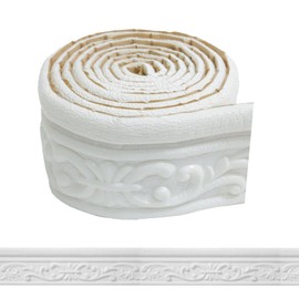 WADILE 90"x 3.1" Crown Molding Peel and Stick, Flexible Wallpaper Border Wall Trim Border, Self Adhesive Mirror Moulding Frame Lines, 3D Edging Foam Ceiling Baseboard, White…