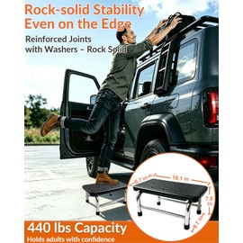 Step Stool, 440 lbs Heavy-Duty, Non-Slip Stainless Steel Platform for Adults, Lightweight Portable Foot Stool for Kitchen, Bathroom, Bedroom, RV, Home, Office