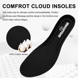 CCSOFTIME Comfort Insoles for Men and Women, Replacement Soft Sports Shoe Insoles for Everyday and Work - Cushioning and Breathable, black
